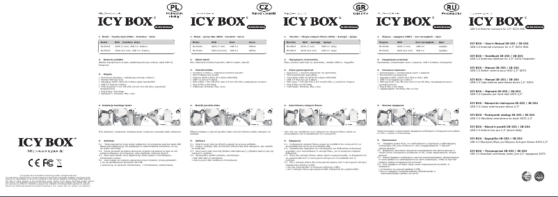 Page 1 de la notice Manuel utilisateur Icy Box IB-254U3