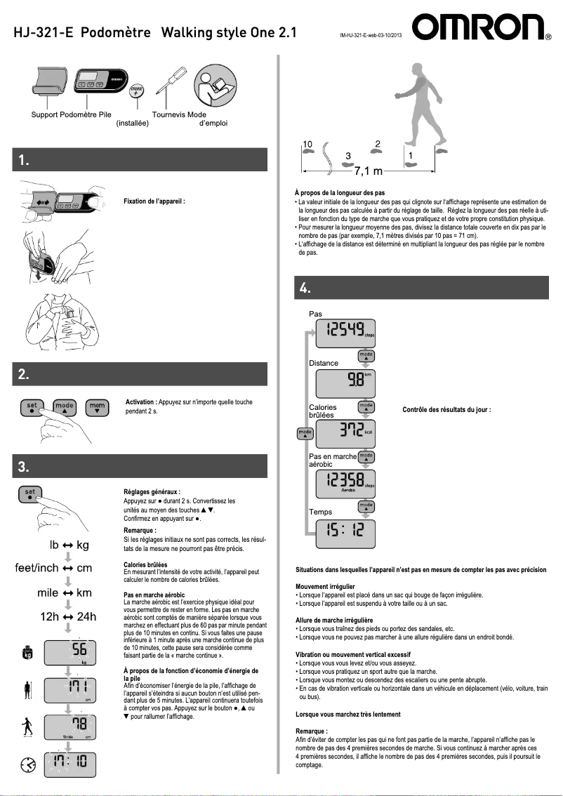 Page n°1 - Manuel utilisateur Omron Walking Style One 2.1