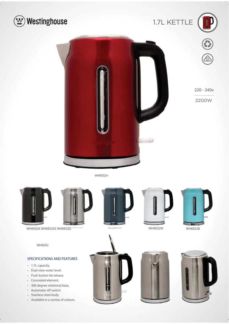 Página 1 del manual Manual de usuario Westinghouse WHKE02W