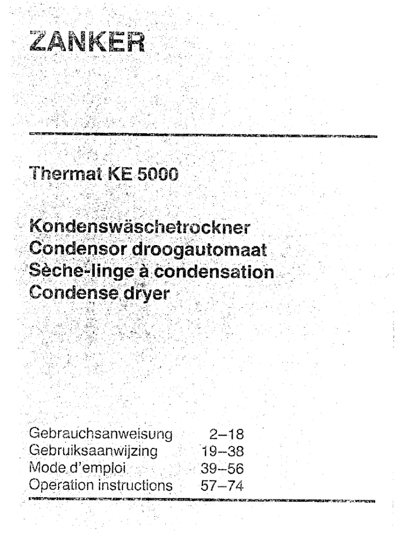 Page n°1 - Manuel utilisateur Zanker Thermat KE5000