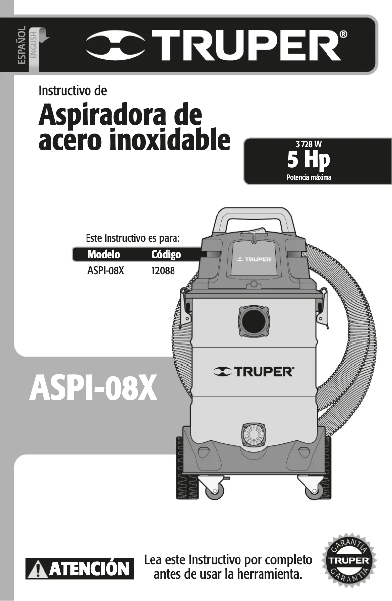 Page n°1 - Manuel utilisateur Truper ASPI-08X