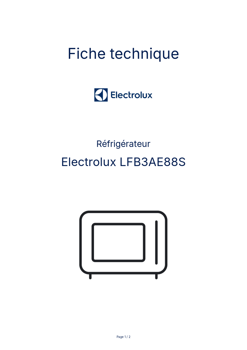 Page n°1 - Fiche technique Electrolux LFB3AE88S