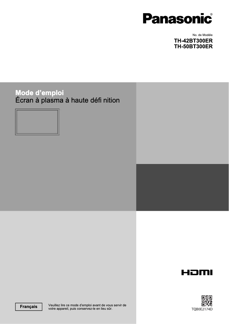 Imagen de la primera página del manual del dispositivo TH-50BT300ER