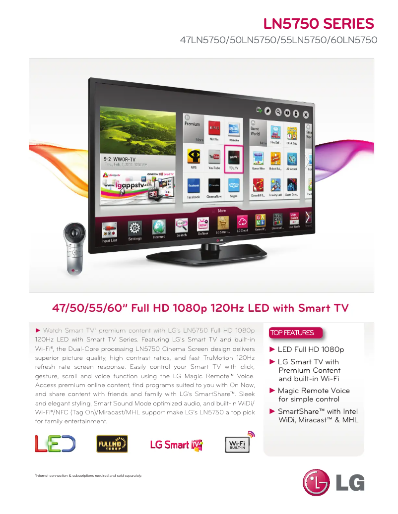 Página 1 del manual Ficha técnica LG 55LN5750