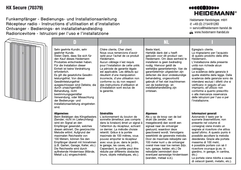 Página 1 del manual Manual de usuario Heidemann HX Secure 70379