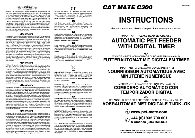 Image de la première page du manuel de l'appareil Cat Mate CP366
