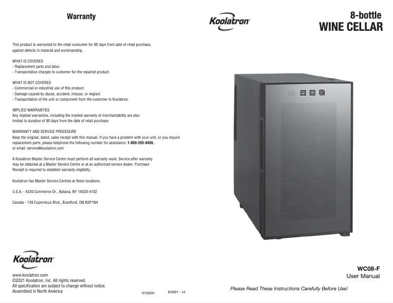 Image de la première page du manuel de l'appareil WC08-F