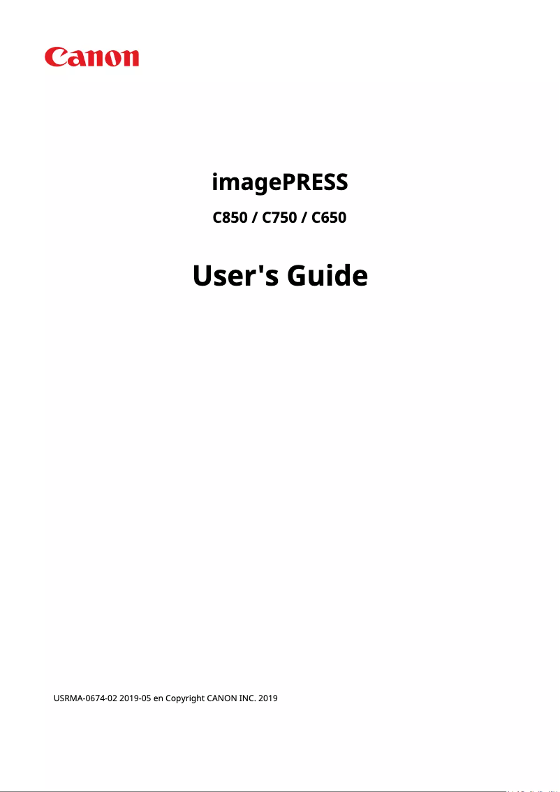 Page n°1 - Manuel utilisateur Canon imagePRESS C750