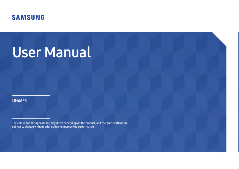 Page n°1 - Manuel utilisateur Samsung LH46UHFCLBB