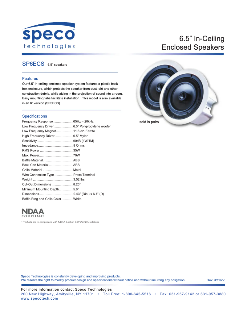 Image de la première page du manuel de l'appareil SP6ECS