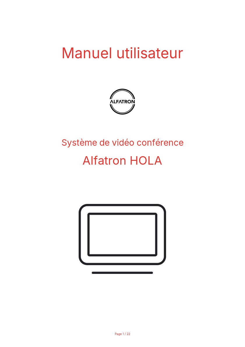 Page n°1 - Manuel utilisateur Alfatron HOLA