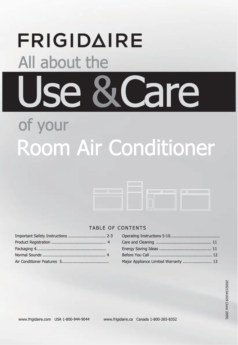 Page 1 de la notice Manuel d'utilisation et d'entretien Frigidaire FFRA1222R1