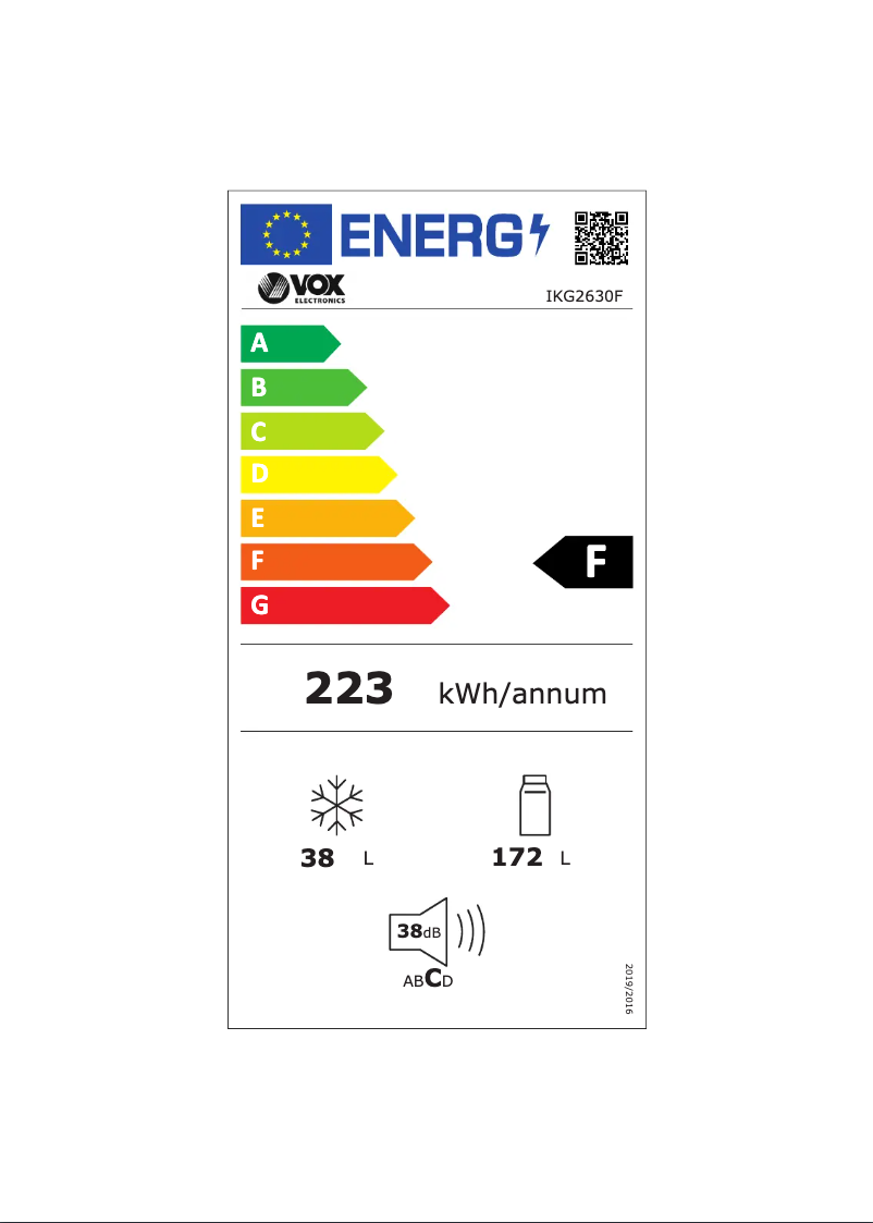 Page 1 de la notice Label énergétique VOX IKG 2630F