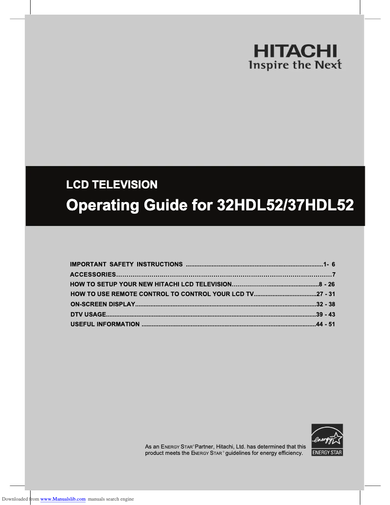 Imagen de la primera página del manual del dispositivo 32HDL52