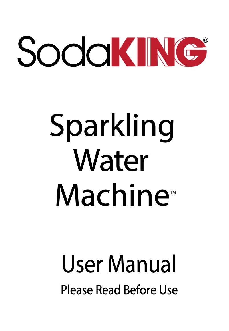 Page 1 de la notice Manuel utilisateur SodaKING Sparkling Water Machine
