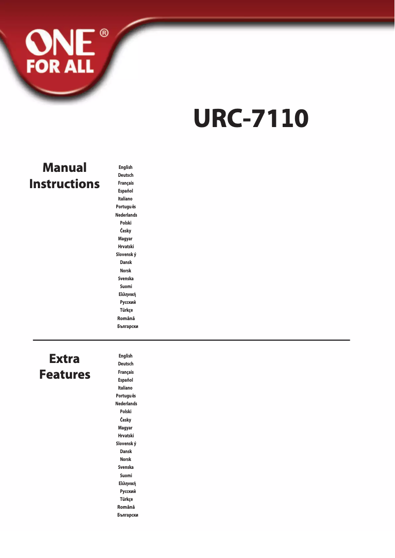 Page n°1 - Manuel utilisateur One for all URC 7110