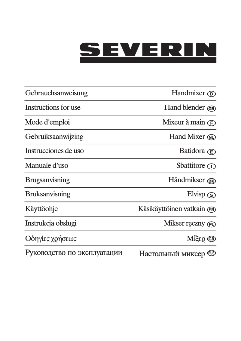 Page n°1 - Manuel utilisateur Severin HM 3823