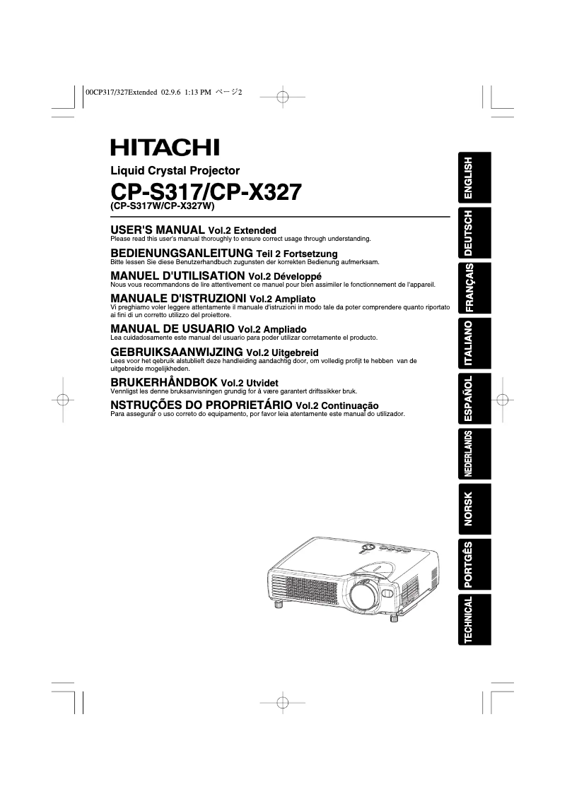 Page 1 de la notice Manuel utilisateur Hitachi CP-S317W
