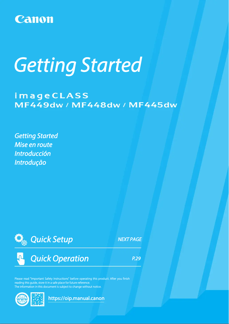 Page n°1 - Manuel utilisateur Canon ImageCLASS MF445dw