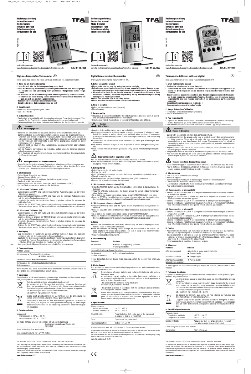 Image de la première page du manuel de l'appareil 30.1020