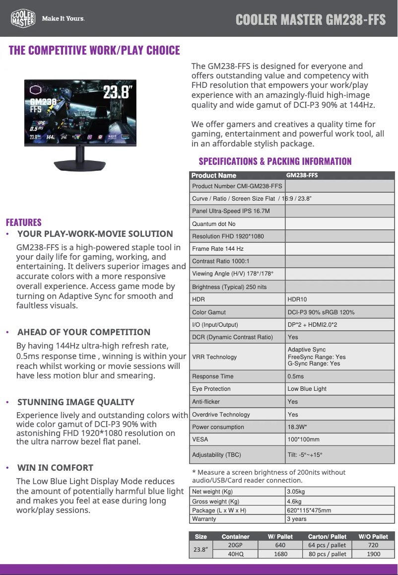 Image de la première page du manuel de l'appareil GM238-FFS