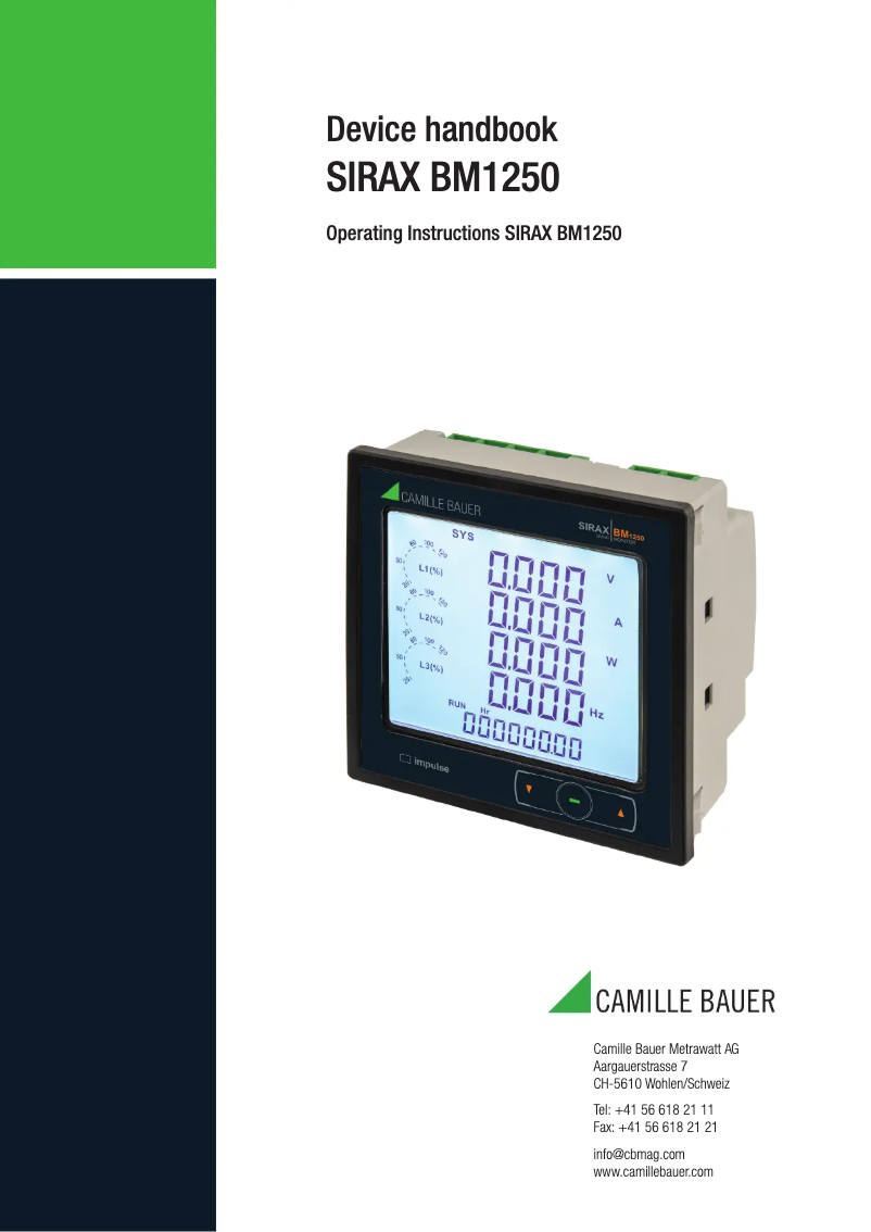 Page n°1 - Manuel utilisateur Camille Bauer SIRAX BM1250