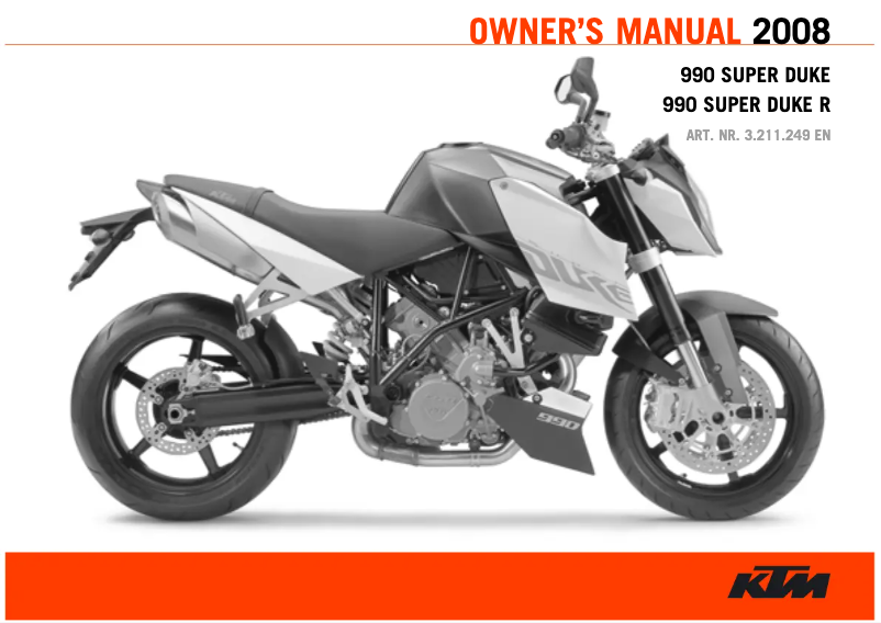 Page n°1 - Manuel utilisateur KTM 990 Super Duke (2008)