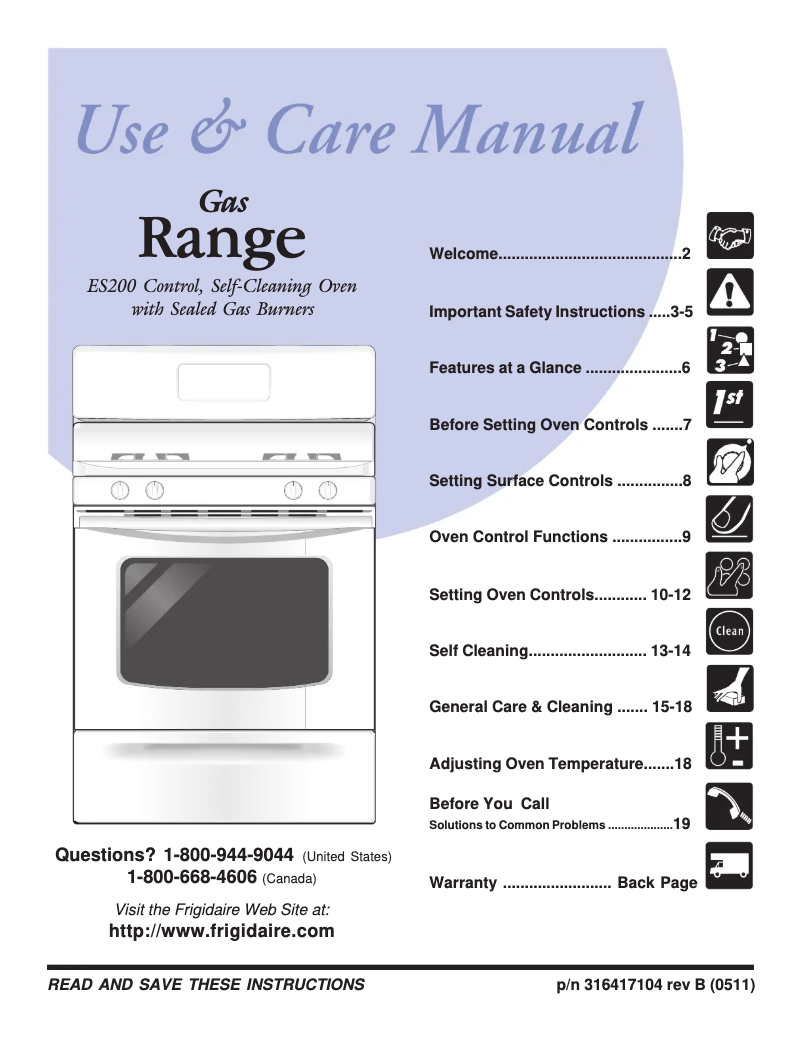 Page n°1 - Manuel utilisateur Frigidaire FGF355DS