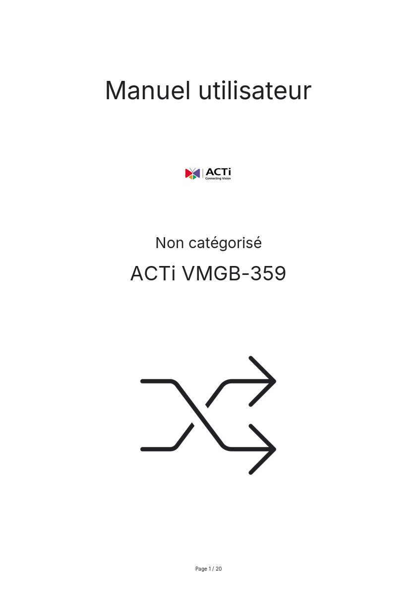 Page n°1 - Manuel utilisateur ACTi VMGB-359