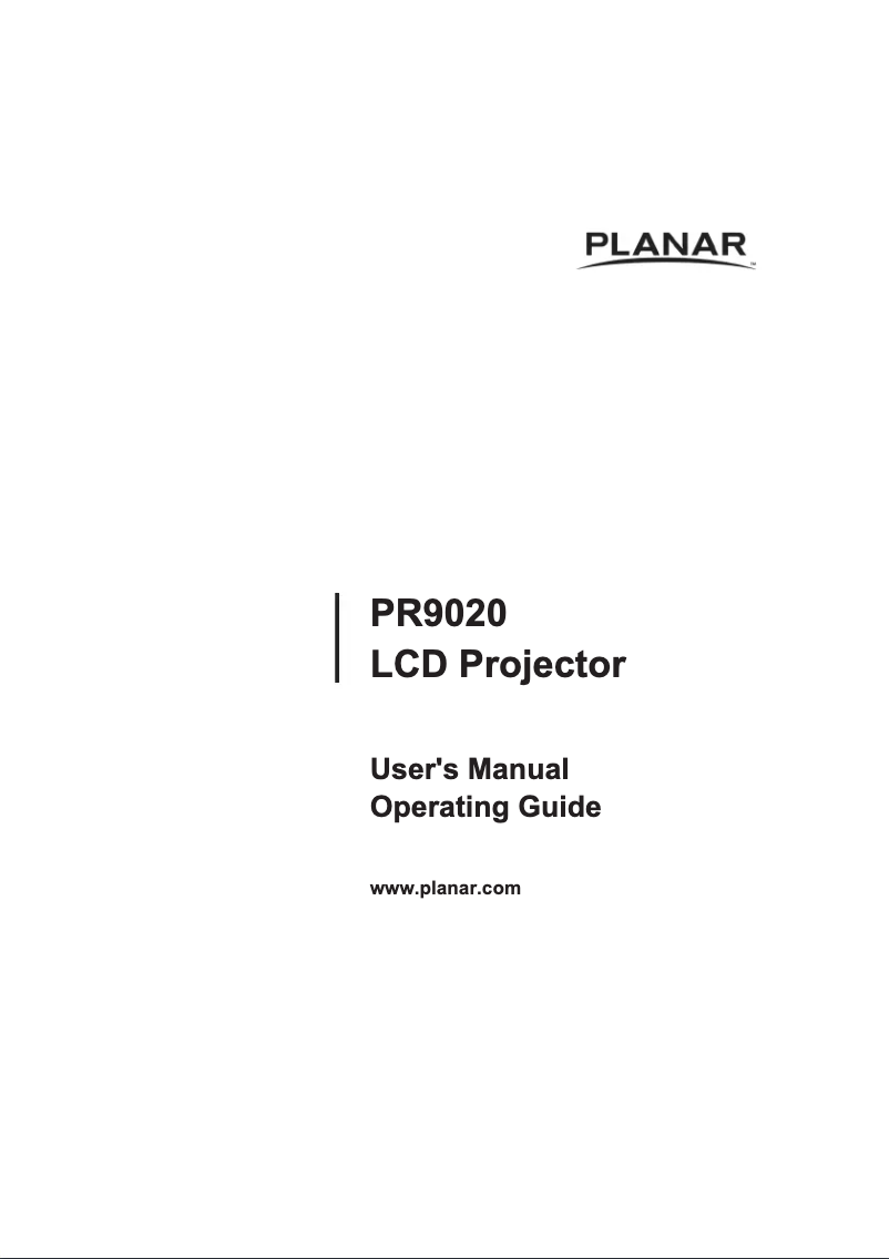 Page n°1 - Manuel utilisateur Planar PR9020