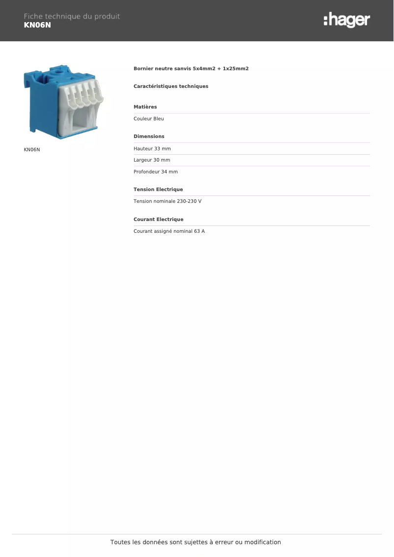 Image de la première page du manuel de l'appareil KN06N