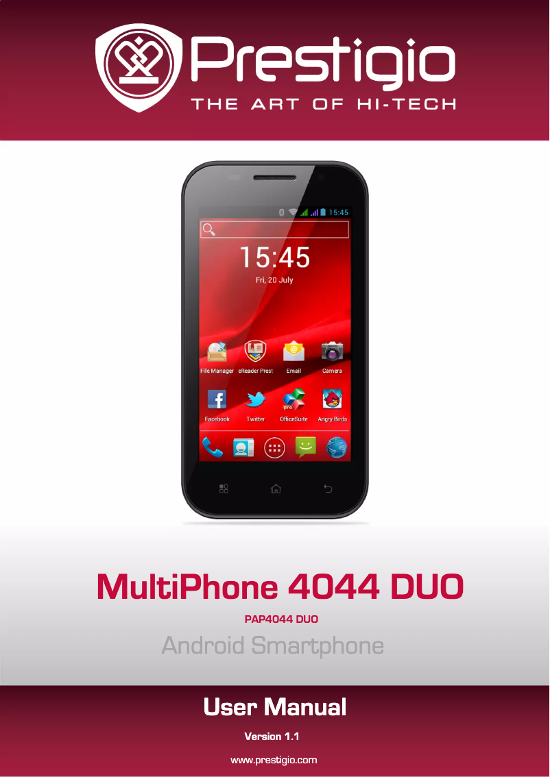 Page n°1 - Mode d'emploi Prestigio MultiPhone 4044 Duo