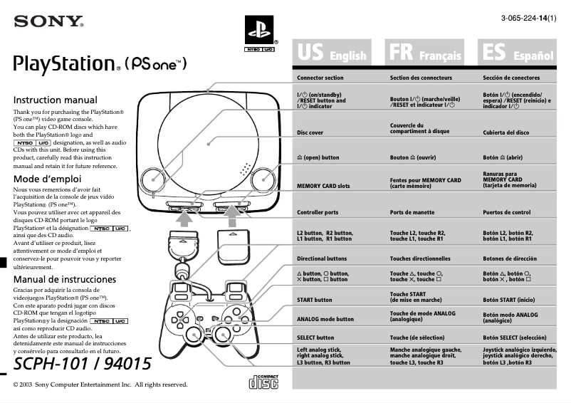Page n°1 - Manuel utilisateur Sony PlayStation