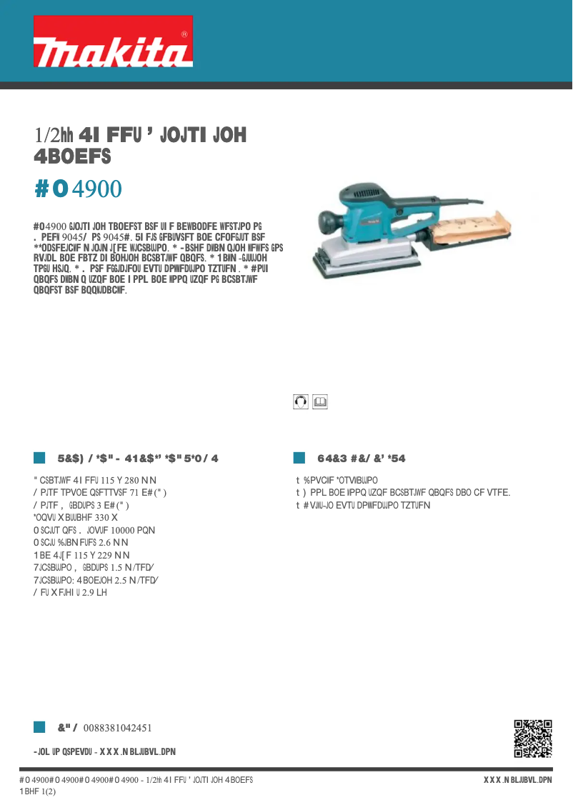 Página 1 del manual Ficha técnica Makita BO4900
