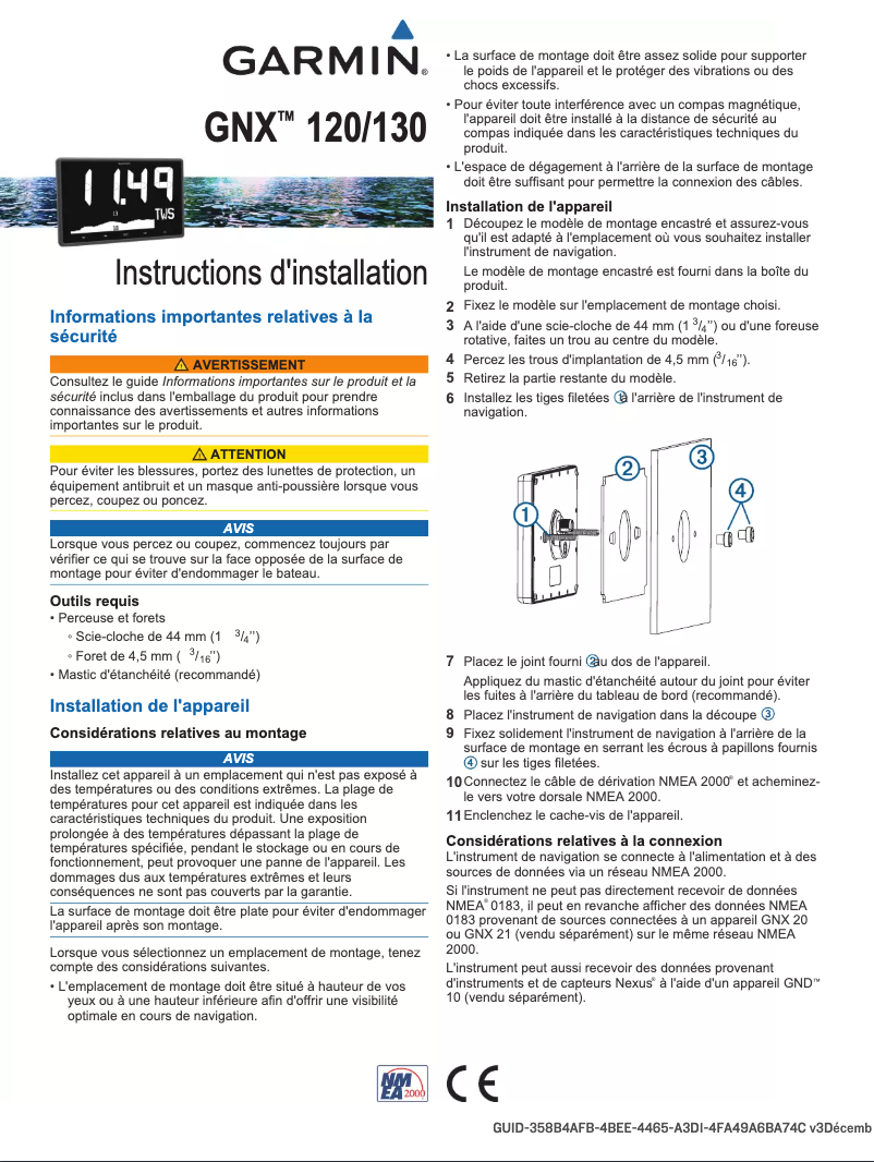 Page 1 de la notice Guide d'installation Garmin GNX 130