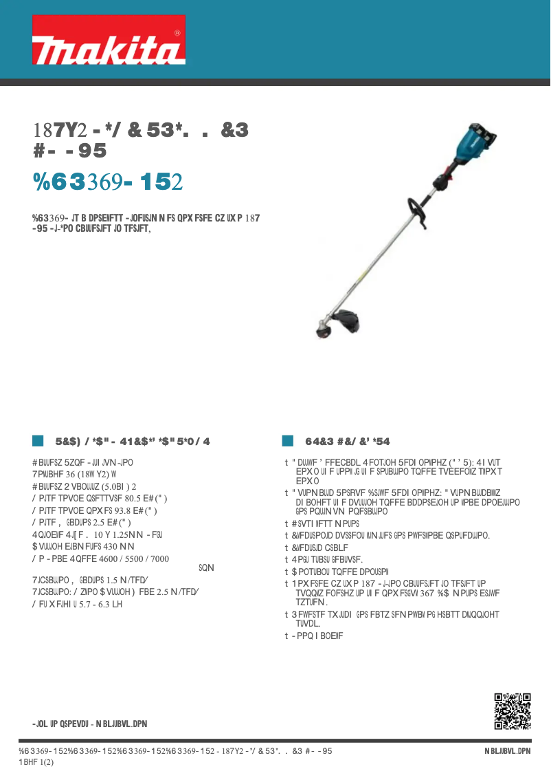 Page 1 de la notice Fiche technique Makita DUR369LPT2