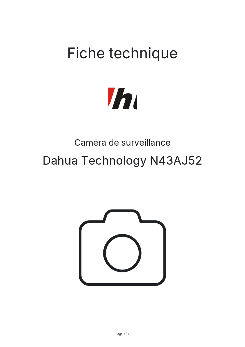 Page n°1 - Fiche technique Dahua Technology N43AJ52