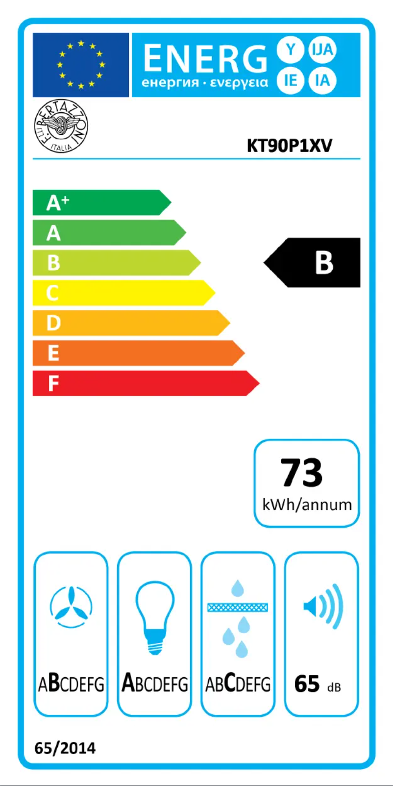 Page 1 de la notice Label énergétique Bertazzoni KT90P1XV