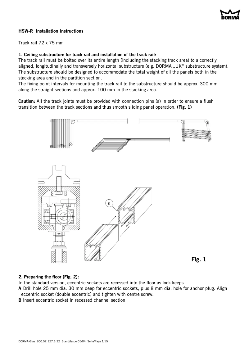 Page 1 de la notice Manuel utilisateur Dormakaba HSW-R