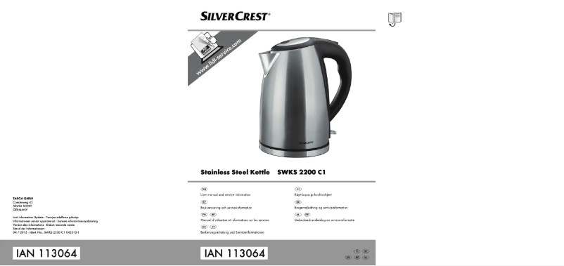 Page n°1 - Manuel utilisateur SilverCrest SWKS 2200 A1