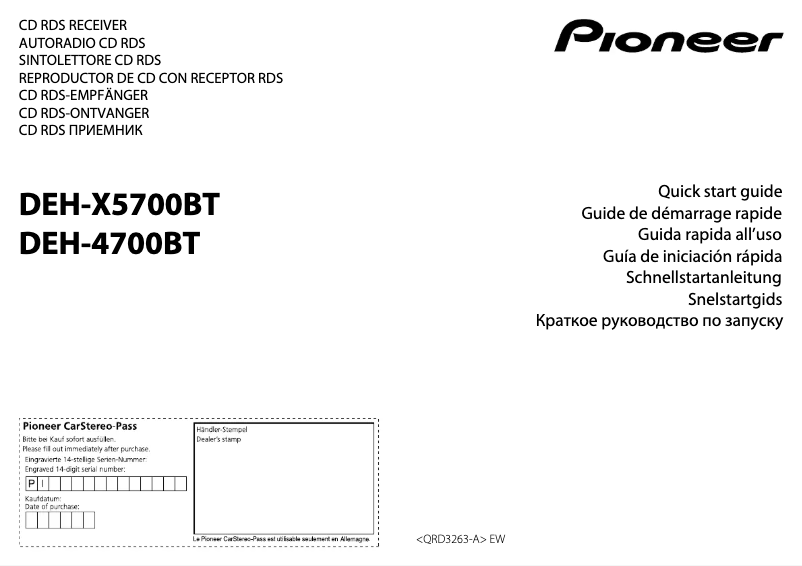 Image de la première page du manuel de l'appareil DEH-X5700BT