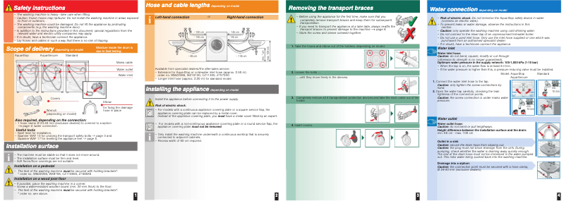 Page n°1 - Guide d'installation Siemens WM14B262DN