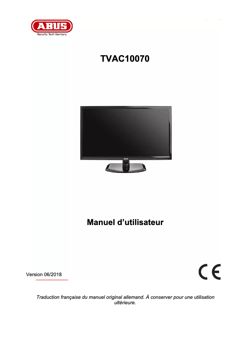 Image de la première page du manuel de l'appareil TVAC10070