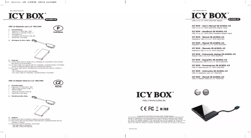 Page 1 de la notice Manuel utilisateur Icy Box IB-AC603L-U3