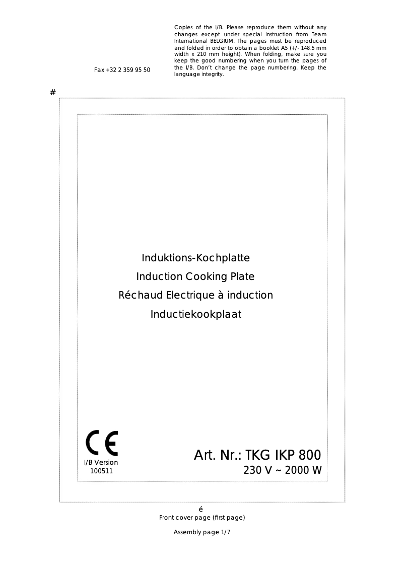 Página 1 del manual Manual de usuario Efbe-Schott TKG IKP 800