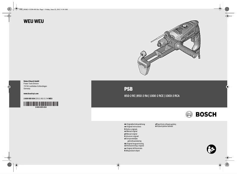 Page 1 de la notice Manuel utilisateur Bosch PSB 850-2 RE