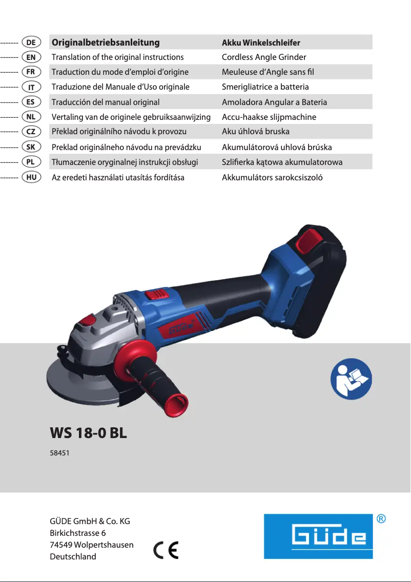 Page 1 de la notice Manuel utilisateur Güde WS 18-0 BL