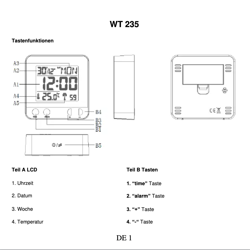 Page 1 de la notice Manuel utilisateur Techno Line WT 235