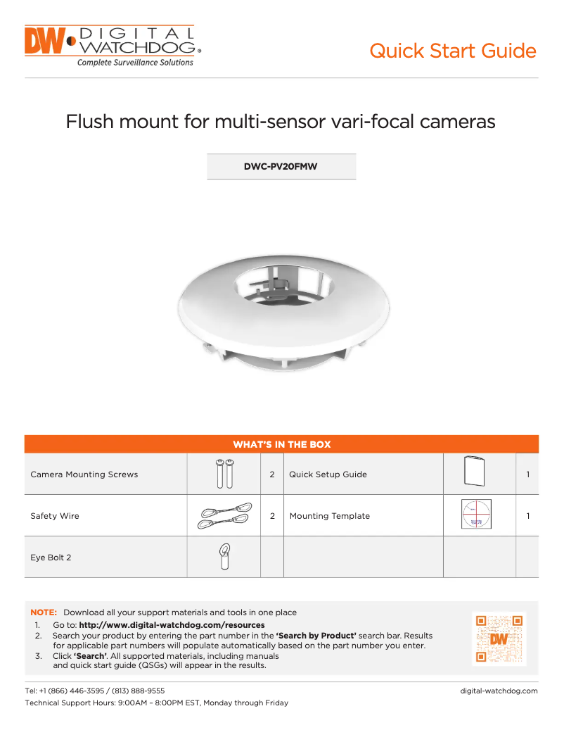 Page 1 de la notice Manuel utilisateur Digital Watchdog DWC-PV20FMW