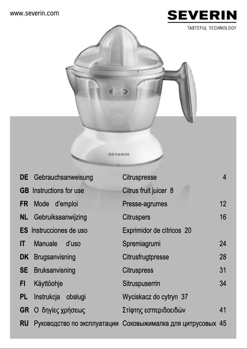 Page 1 de la notice Manuel utilisateur Severin CP 3536